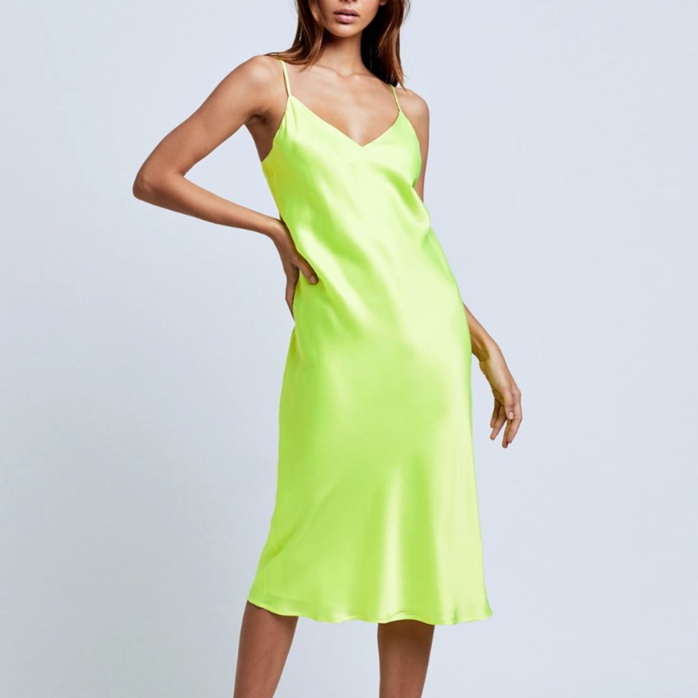 Brand New L'AGENCE Jodie Slip Dress in Chartreuse